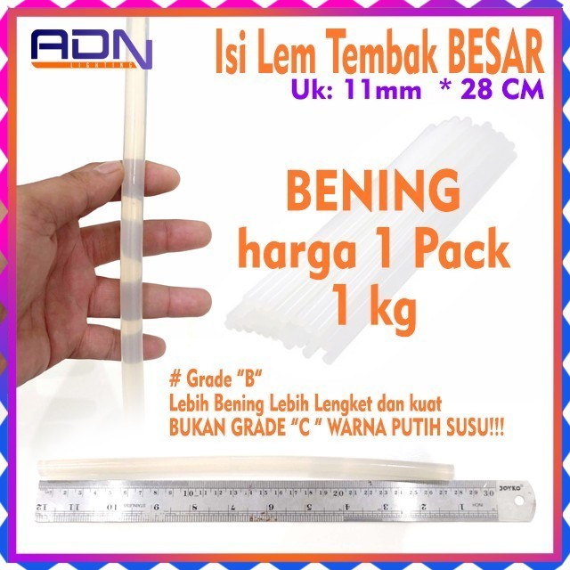 

1 kg Isi Refill Lem Tembak Bakar Glue Gun Stick Bening Besar 28cm 11mm