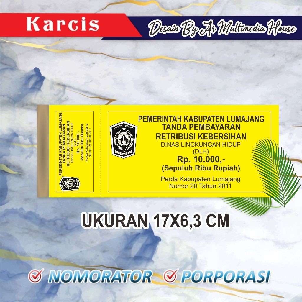 

KARCIS TANDA PEMBAYARAN RETRIBUSI KEBERSIHAN SAMPAH