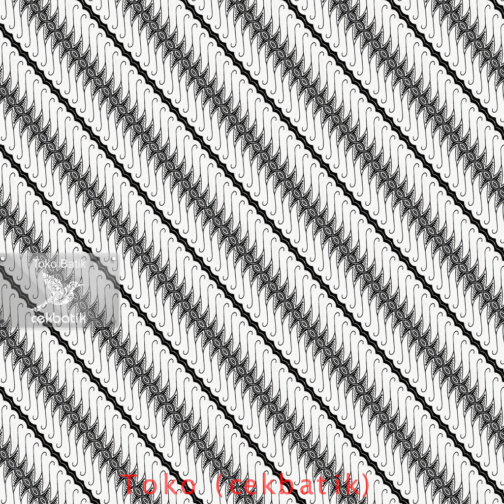 kain batik - Motif Batik Parang Pancing (Hitam Putih)