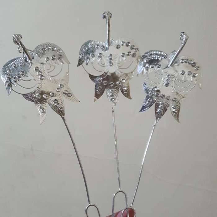 tusuk mentul burung hong accessories pengantin adat betawi - silver