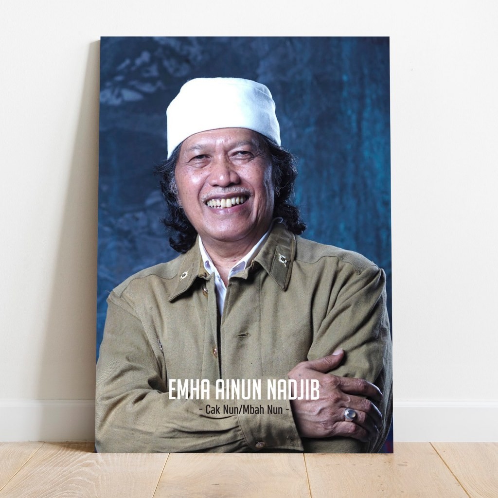 Poster Cak Nun Emha Ainun Nadjib Mbah Tokoh Ulama Kenduri Cinta Maiyah Kayu MDF