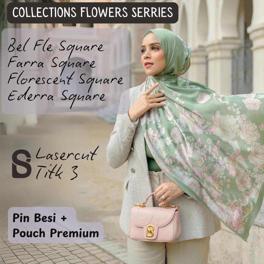 Flowers Buttonscarves Hijab Series | Kerudung Segi Empat Motif Terbaru | jilbab Buttonscarves kw