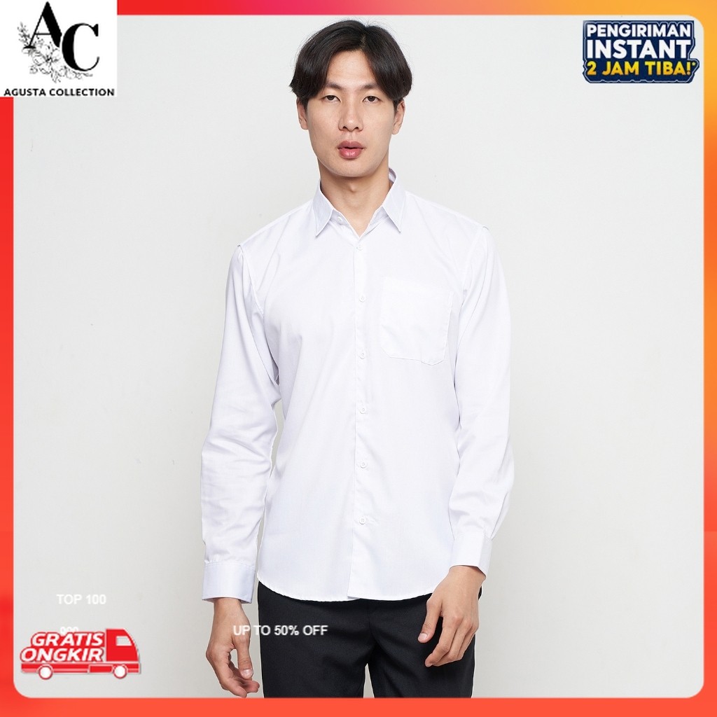 Kemeja Pria Terkini / Parayu - Kemeja Putih Pria Basic Formal Untuk Jas Blazer Kantoran