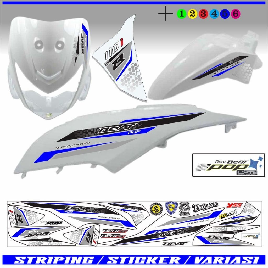 STIKER MOTOR / STIKER MOTOR BEAT POP / VARIASI POLET STRIPING LIS BEAT POP MOTIF