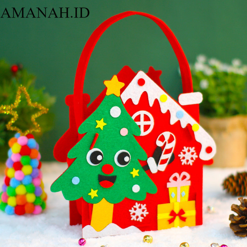 Amanah.id DIY Tas  Natal Flanel / DIY Tas Flanel Natal Anak / Diy Tas Natal / Art & Craf