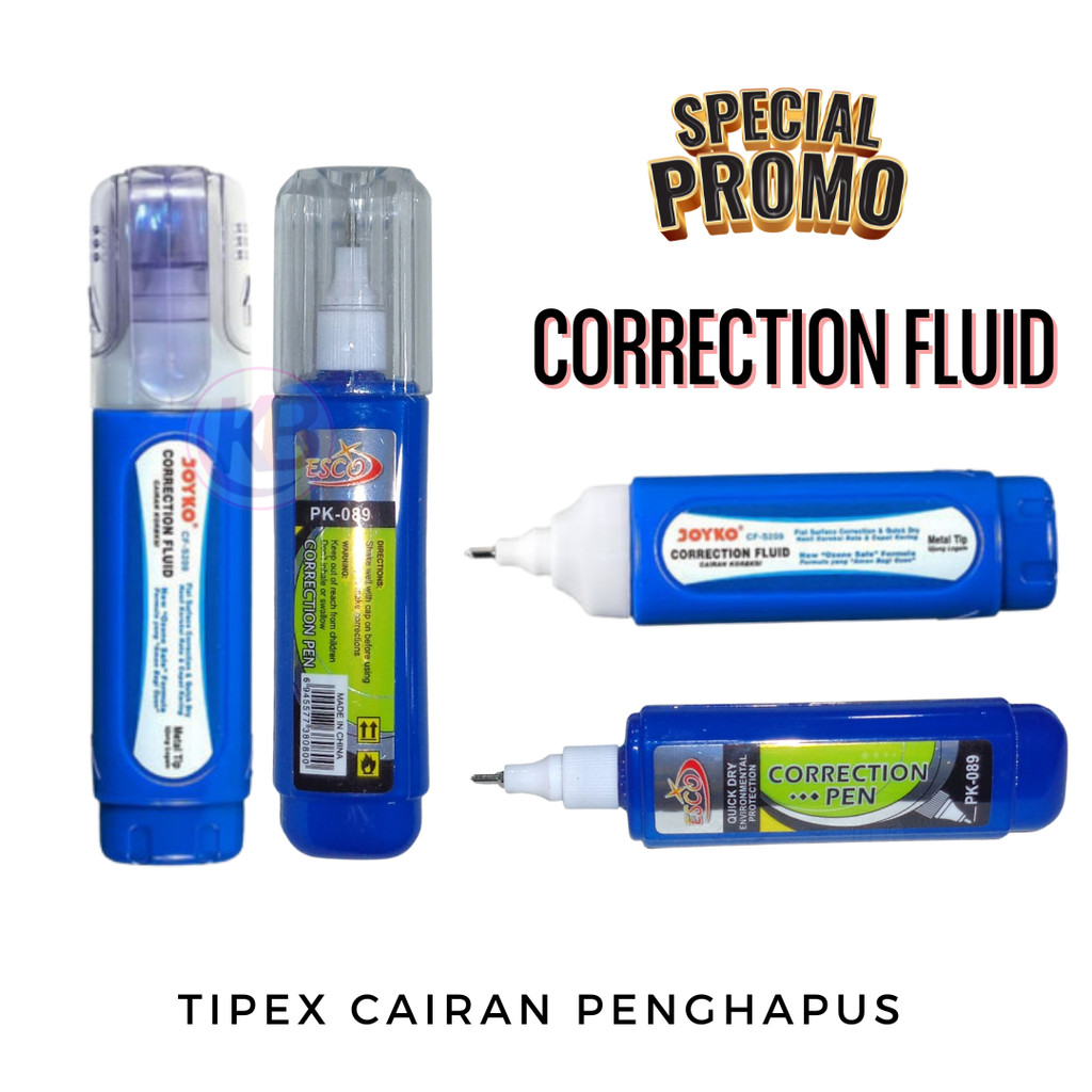 1 pcs / Tipex cair / Tip ex / Joyko CF-S209 / Esco PK-089 / Correction tape / Fluid metal tip / Duta