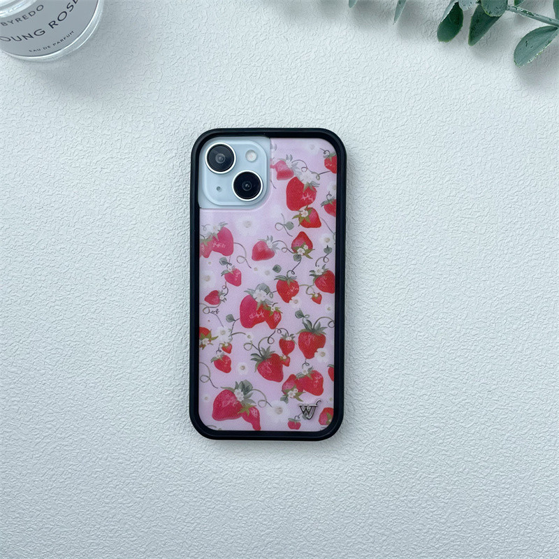 Wildflower Ins Cute Cartoon Phone Case for iPhone Leopard Print Cherry Pink Cat Brown  13 Pro 14 Pro