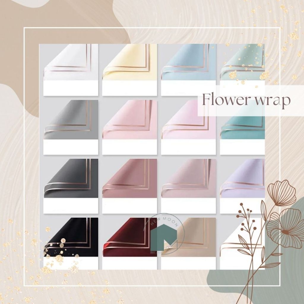 

20 lembar cellophane list gold bingkai frame emas sinowrap flower wrap korea wrapping paper buket bungkus (grade B)