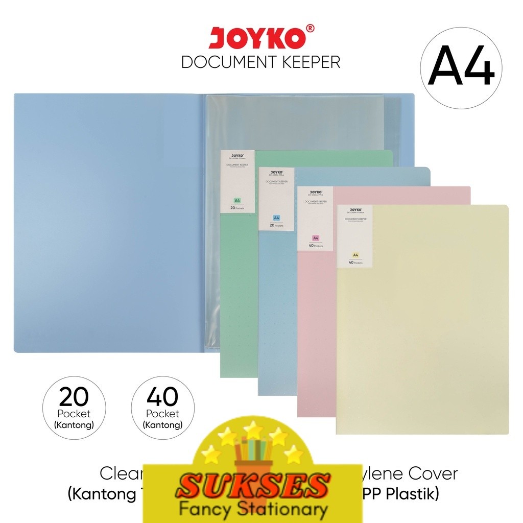

DKA4 Document Keeper Clear Holder Map File Dokumen Folder Joyko Pastel A4 isi 20 dan 40 lembar