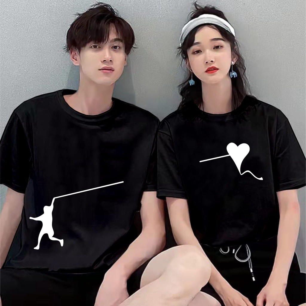 FestKaos Kaos Atasan Couple Pasangan Love Layang  Pria Wanita Lengan Pendek Katun 30s Trendy Kekinia