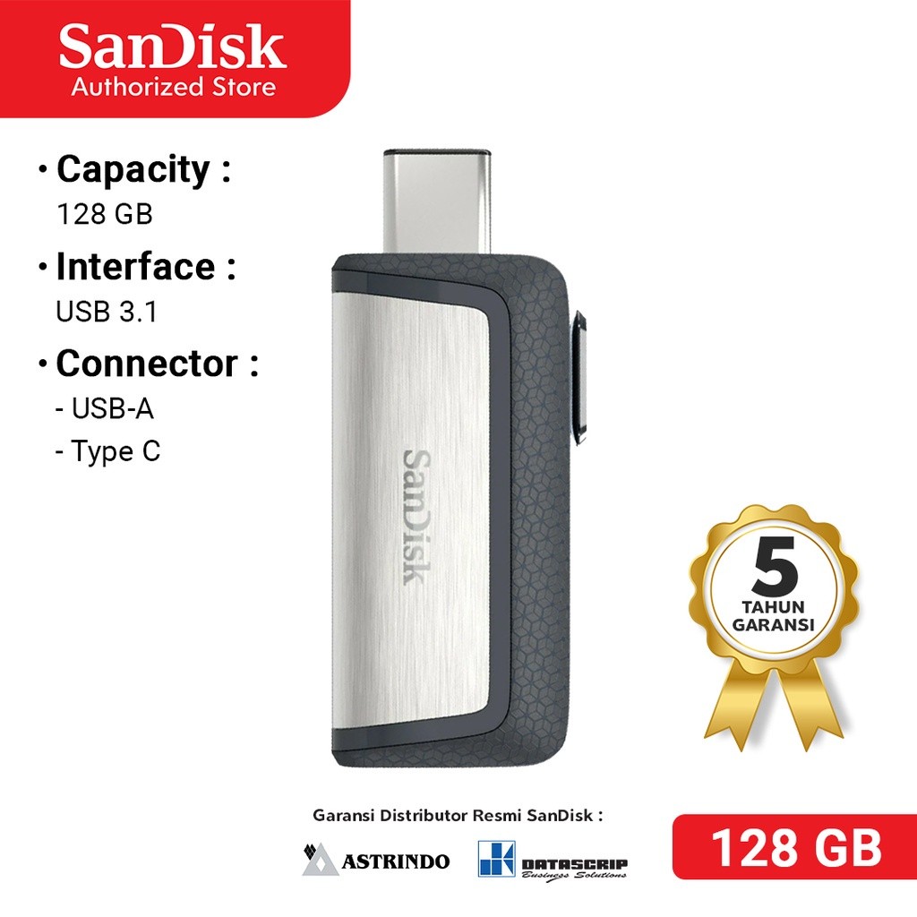 Flashdisk Sandisk SDDD 128GB Type C TO OTG - Original