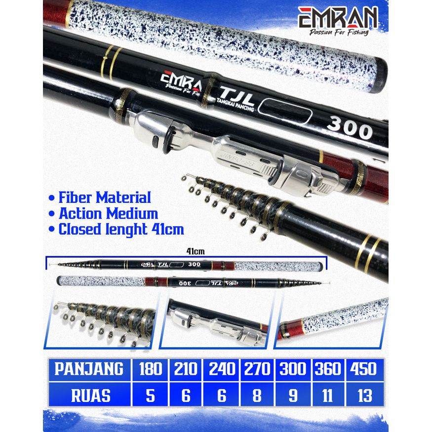 Joran Tegek Kolong EMRAN TJL Ruas Pendek SIAP PAKAI BISA COD - 180cm