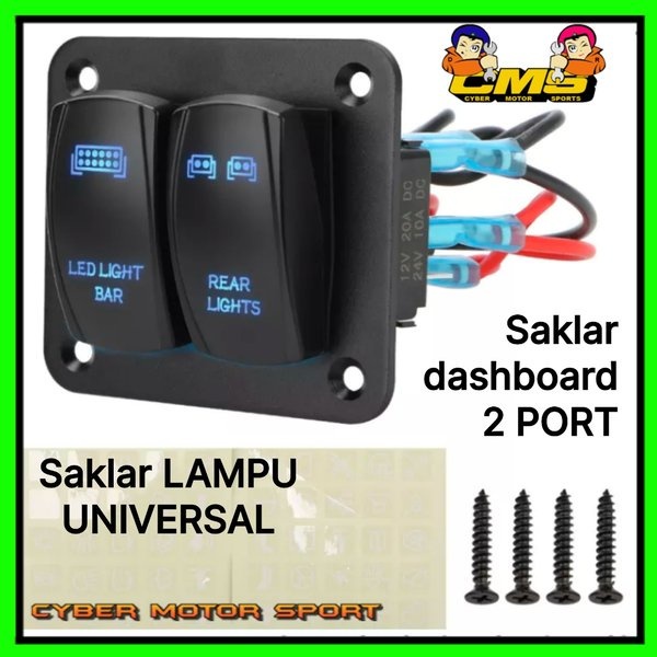 Saklar 2in1 untuk 2 lampu . Saklar lampu mobil 12v 24v . switch