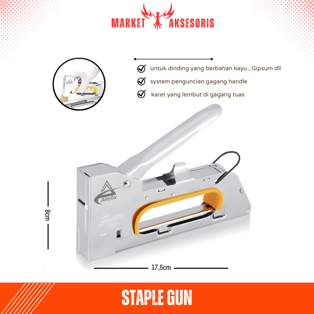 

Staple Gun Allefix Staples Tembak Guntacker Steples Kayu Jok Motor Mobil Handtacker Spanduk Banner Kertas