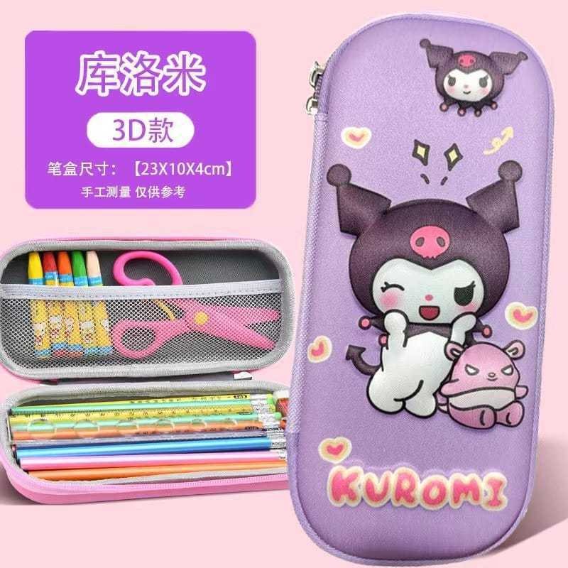 

7s Tempat Pensil Anak Motif 3D Kotak Pensil Anak Motif Kartun Kuromi Bahan EVA \ Kotak Pensil Anak Tempat Alat Tulis 3D Karakter Timbul