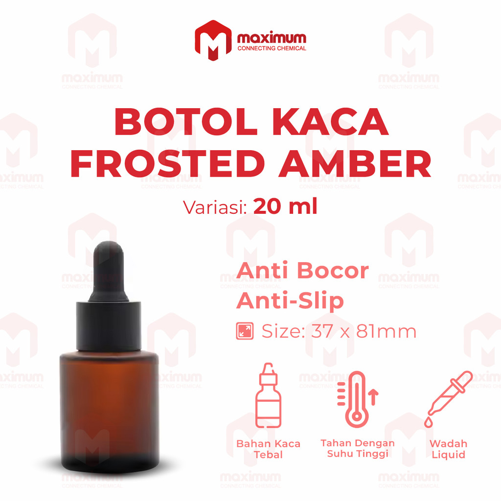 Botol Pipet Kaca Frosted Amber Bahu Datar 20ML / Botol Serum 20 ML
