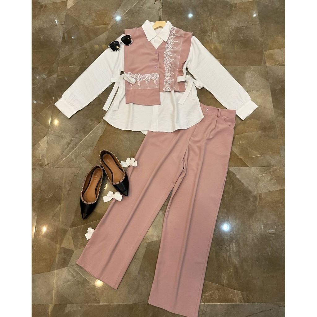 Onset Wanita Baju Celana Remaja Perempuan Terbaru Satu Stel Atasan Bawahan Muslim Simple Wanset Tuni