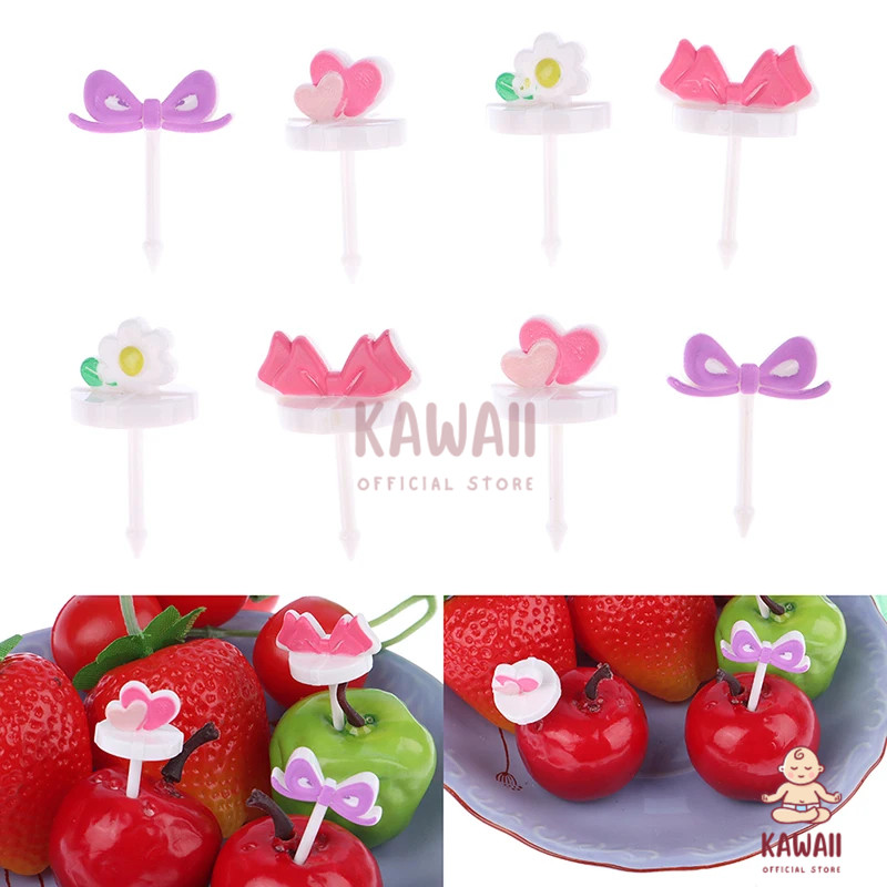 Tusukan Bento Gemoy Tusukan Bento Karakter Lucu Sunflower Pita Hati Bunga 1 set isi 8