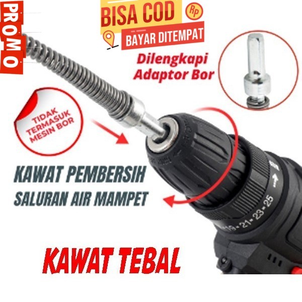Joxi (Kawat Pembersih Saluran Pipa Mampet Dengan Adaptor Bor Panjang