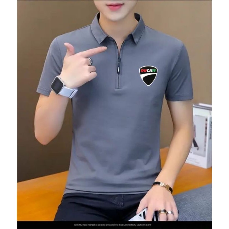 Baju kaos krah zipper lengan pendek /Kaos Polo Pria Lengan Pendek Polos / Baju Kaos Polo Shirt Distr