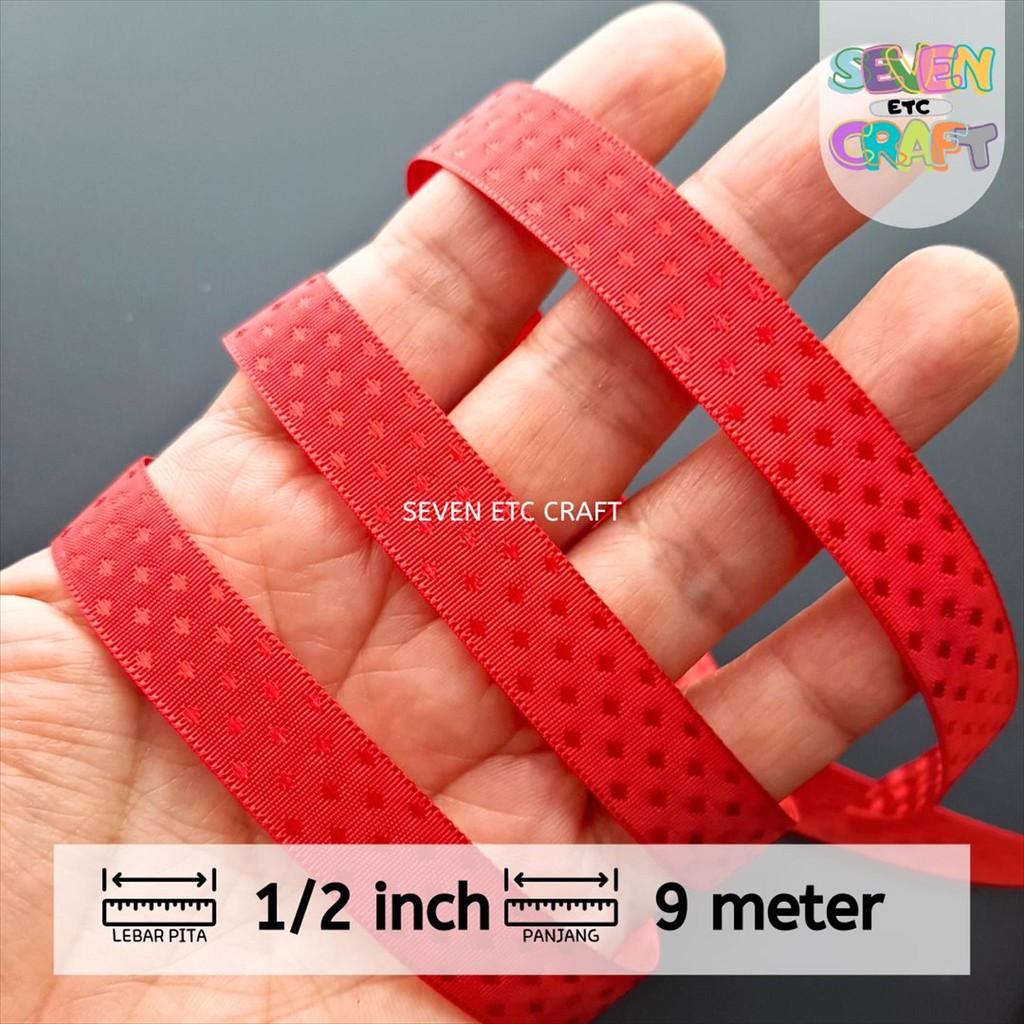 

Pita Kain Fancy 1/2 inch 1,3 cm Merah Berlian