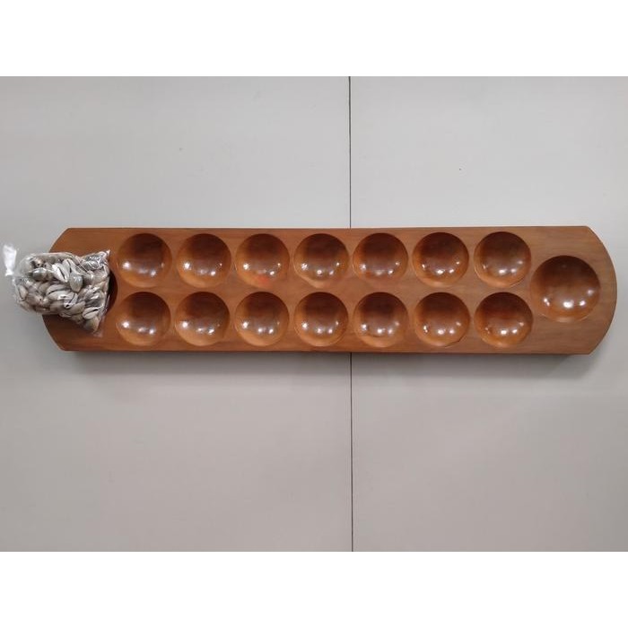 Hot Produk congklak kayu dakon kayu+120pcs kerang - Kuning Jati Terbaik dan Terlaris