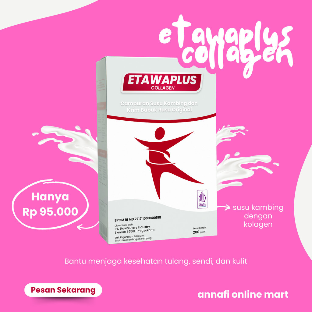 

Etawaplus Collagen - Susu Kambing Etawa dan Kolagen Untuk Tulang sendi , Mencegah Penuaan Dini , Mengencangkan Kulit , Asam urat & Regenerasi Sel - 1 Box