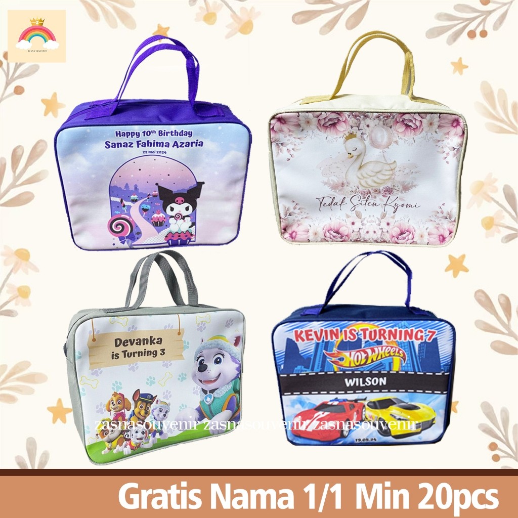 

TAS ULTAH CUSTOM NAMA/ TERLARIS/ BAHAN PREMIUM/MUAT KOTAK KFC/GOODIEBAG ULTAH ANAK/SOUVENIR ULTAH