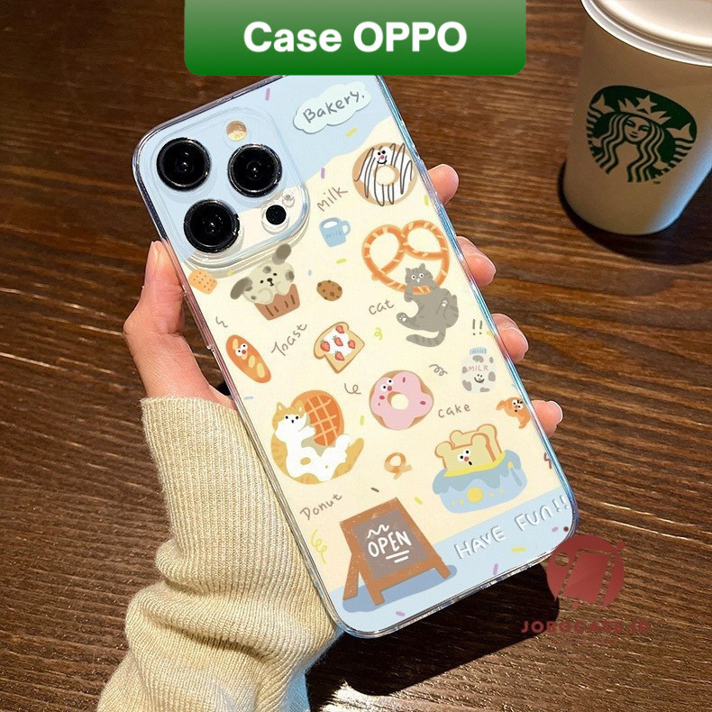 Case Simple bakery Kucing Oppo Reno 12 12 Pro A58 A38 A78 A18 A57 A52 A53 A54 A98 A74 A76 A96 A95 A7