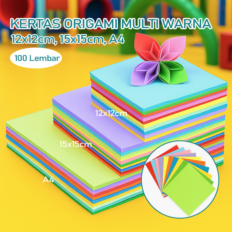 

Kertas Origami 10 Warna Kreatif DIY 70 gr A4 RAINBOW (100lbr) Warna Timbal Balik