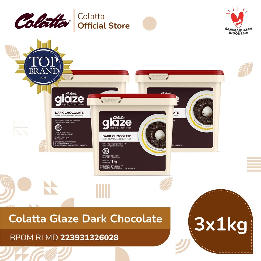 

New Bundling Colatta Glaze Dark - Bahan Pelapis Rasa Coklat 1Kg - Isi 3Premium