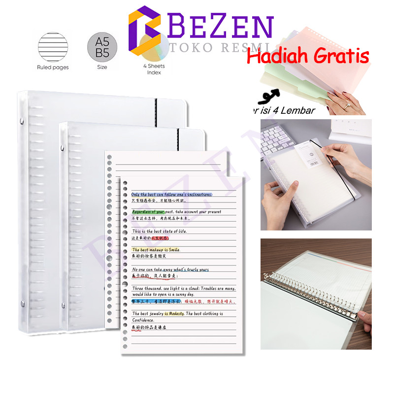 

BZ Buku Binder Transparan A5 Binder PC Binder Tali Cover Bening Binder 26 Lubang - Binder Matte Transparan