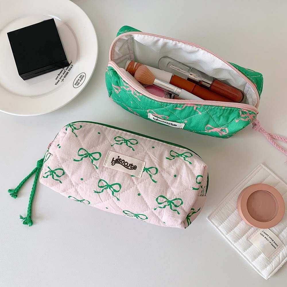 

Bowknot Bow Stationery Bag Desktop Storage Large Capacity Korean Style Pencil Case Aesthetic Pink/Green Bow Pencil Pouch Student