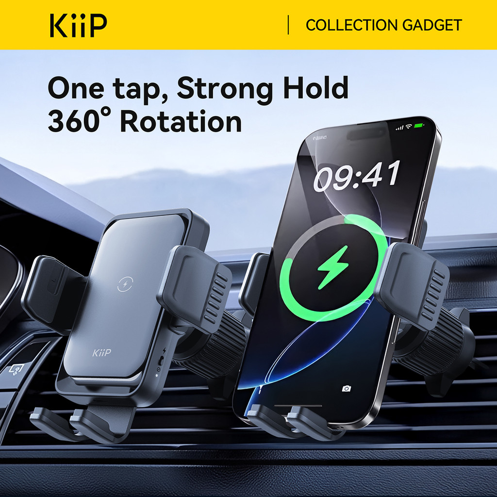 KiiP WC01 2in1 Car Mount Wireless Charger Phone Holder Mobil Car Charger 15W