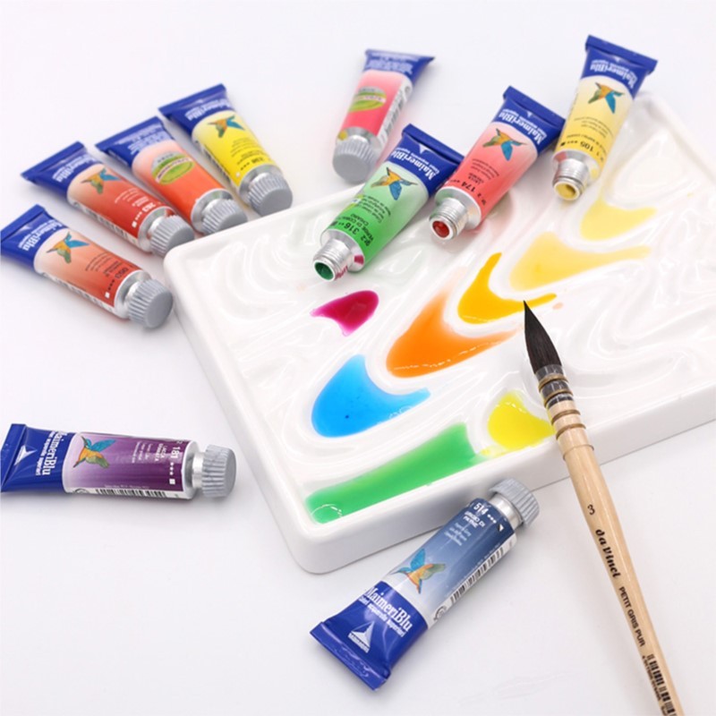 

1pcs Resin Artist Paint Palette Imitation ceramic square Designed Tray for Watercolor Gouache Painting Wave pattern