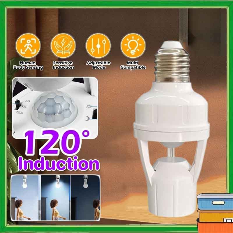 Fitting Lampu Bohlam Fitting Lampu Bohlam Sensor Gerak Otomatis Bohlam Sensor 60W E27 Dudukan Lampu 