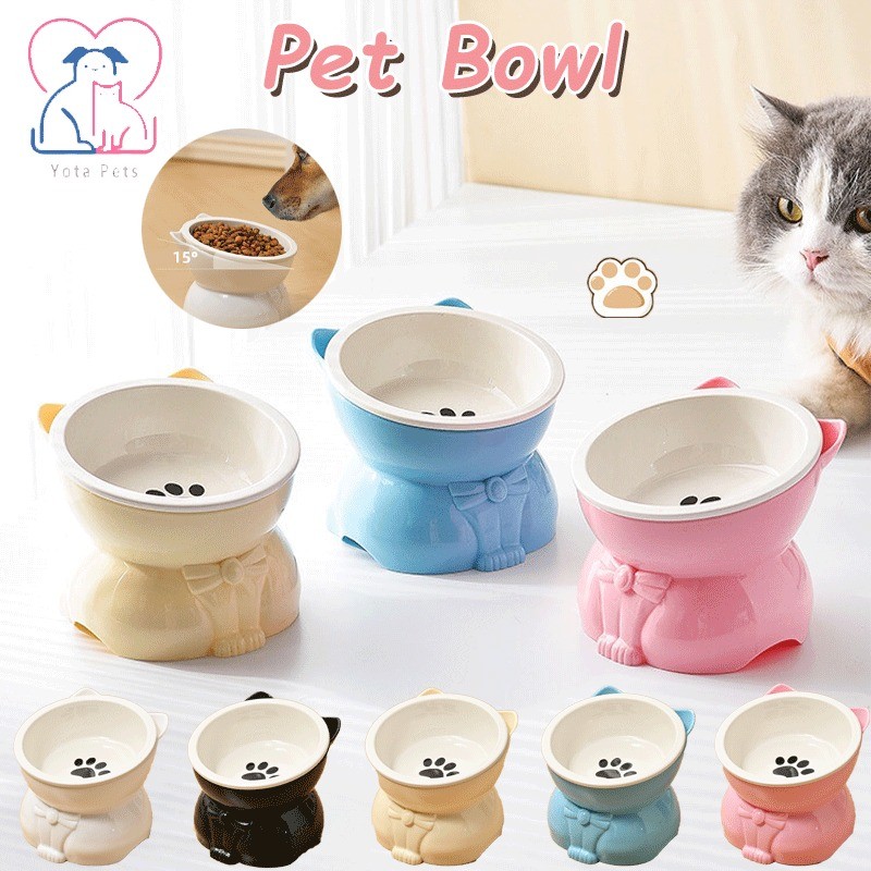 Pet Bowl Mangkuk Kucing Keramik Lucu Keramik Mangkuk Kucing Anjing Tinggi Neck Protection