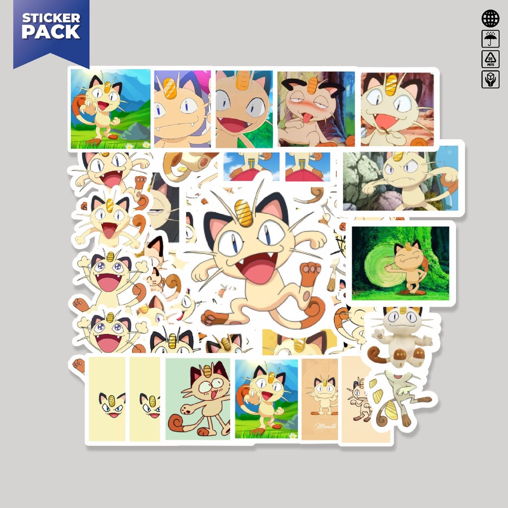 

[100PCS]Stiker Pack Stiker Kartun Pokemon Meowth Aesthetic Vinyl Anti Air Dekorasi Sticker Laptop Buku Journal Koper Helm Casing HP Gitar Helm Skateboard