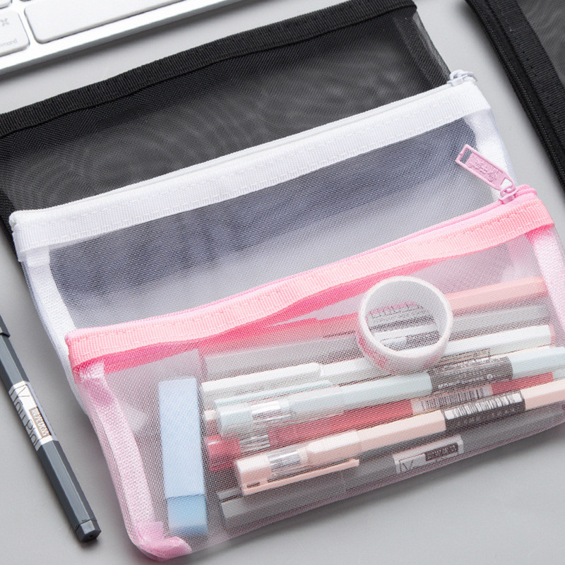 

Transparent Mesh Pencil Case Storage Student Simple Pencil Bag Large Capacity Small Bag Stationery Storage Bag Pencil Bag