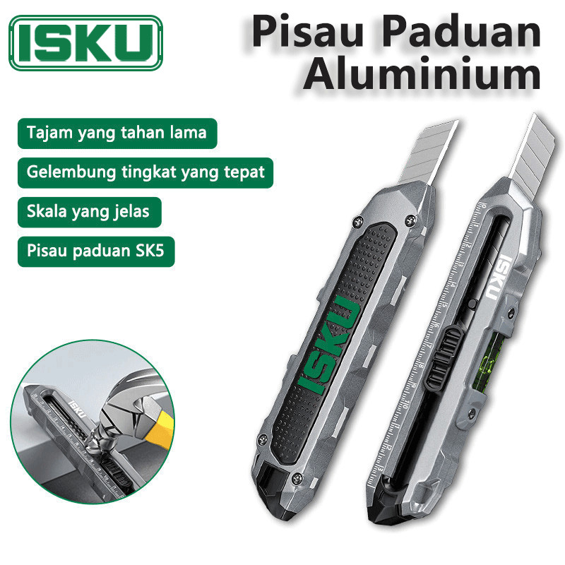 

Isku Utility Knife Cutter Pisau Sk5 Multifungsi Paduan Aluminium Cutter Pisau 14mm Gelembung Tingkat