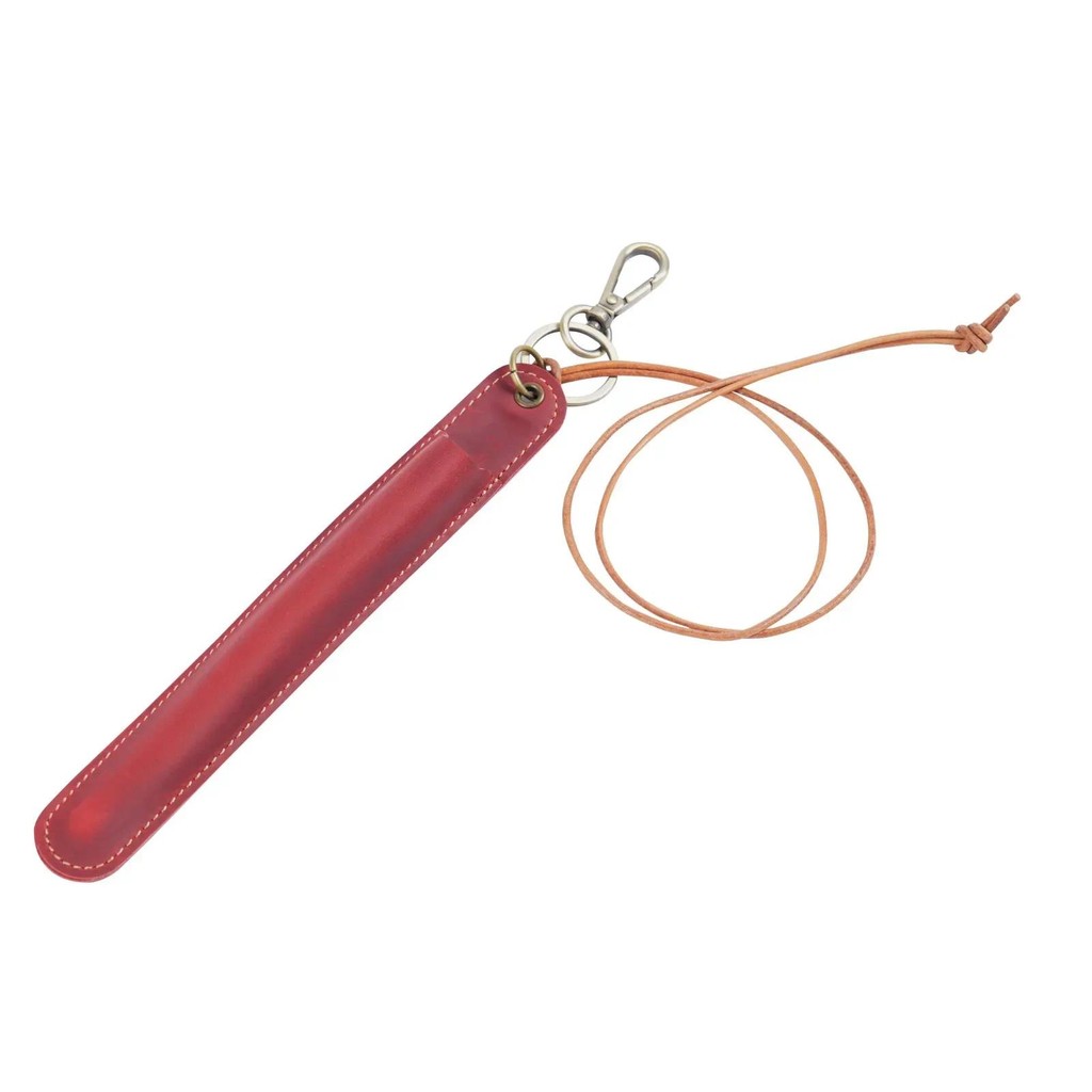 

Genuine Leather Lanyard Pen Holder Case Portable Single Pencil Bag Organizer Pouch Pen Sleeve Cover with Keychain Stationery