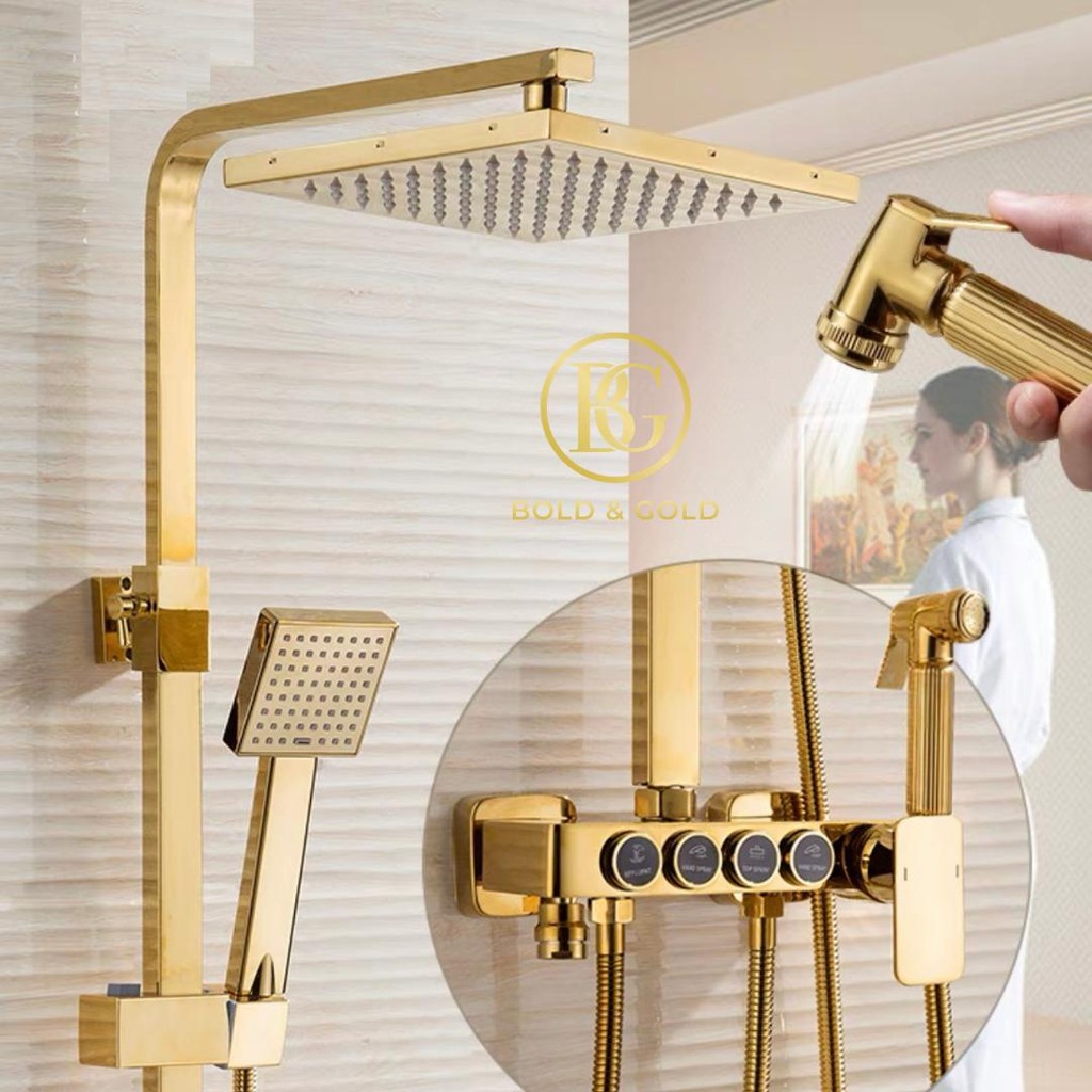 Okta & Termo Shower Set – Smart-select System – Black Gold, Gold, White Gold | Shower Set Okta & Ter