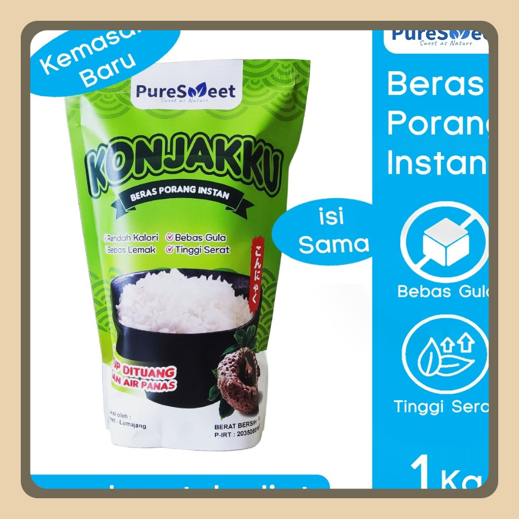 

PureSweet Beras Porang Instan 1 Kg - Shirataki Rice - Beras Diet - Rendah Kalori