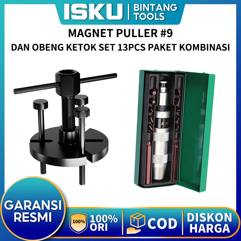 ISKU  Magnet Puller #9 dan Obeng ketok set 13pcs Paket Kombinasi Alat umum untuk pembongkaran dan pe