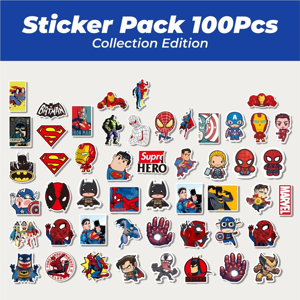 

Hot Stiker Kartun Superhero Lucu Anti Air Stikers Berperekat Waterproof Sticker Decal Buat Motor Helm Buku Journal Koper Casing HP Laptop Botol Minum