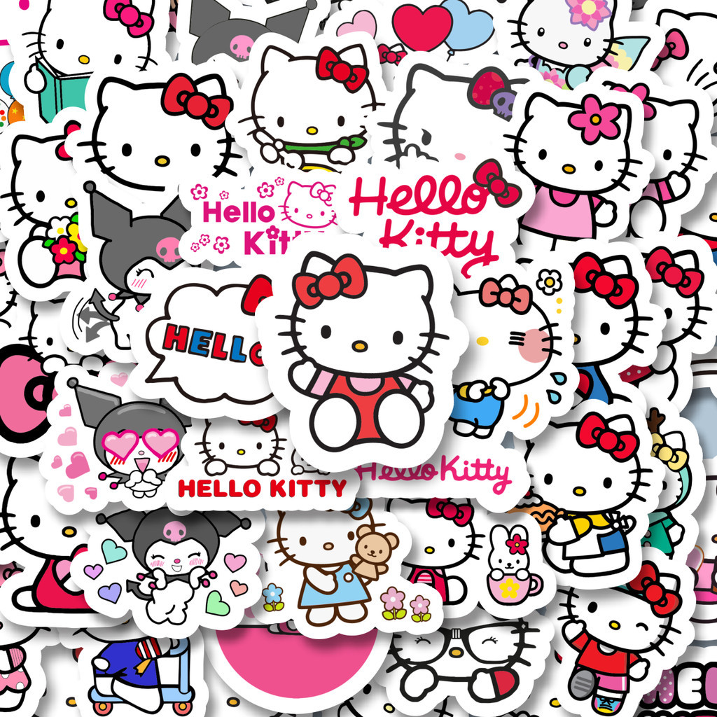 

100PCS Lucu Stiker Kartun Hello Kitty Stiker Aesthetic Stiker Anti Air Stikers Berperekat Waterproof sticker decal buat Motor Helm Buku Journal Koper Casing HP Laptop Botol Minum Hadiah anak