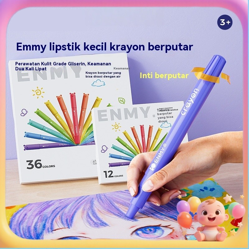 

【COD】12/24 Warna Silky Crayon Inti Putar, Tidak Kotor Tangan Krayon Dapat Dicuci Air Crayon Putar Inti untuk Anak Melukis tanpa