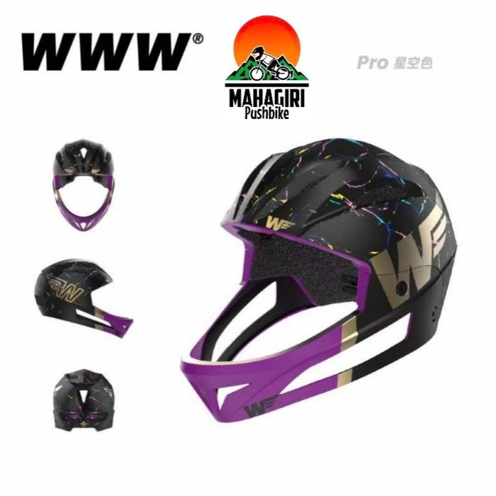 Helm WWW Gipsy pro pushbike balance bike helmet kid full face sepeda anak - Starry sky, S