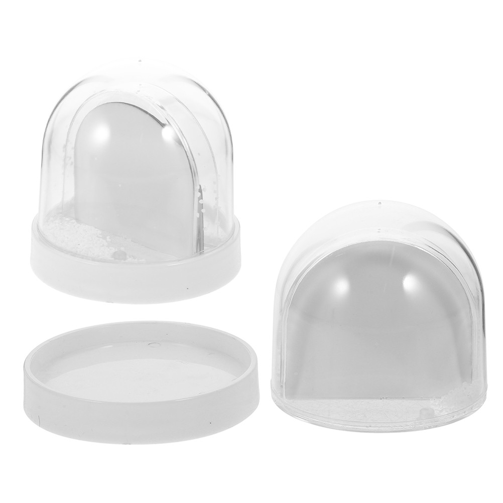 

2pcs Snow Globe Photo Frame Crafts Clear Plastic Diy Supplies Material Making Kit Mini Globes Round Ornaments Decor Gifts