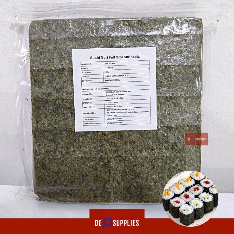 

Niconico Sushi Nori 50 Lembar - Roasted Seaweed Rumput Laut Sushi Kimbap Gimbap Kimbab 50 Sheets